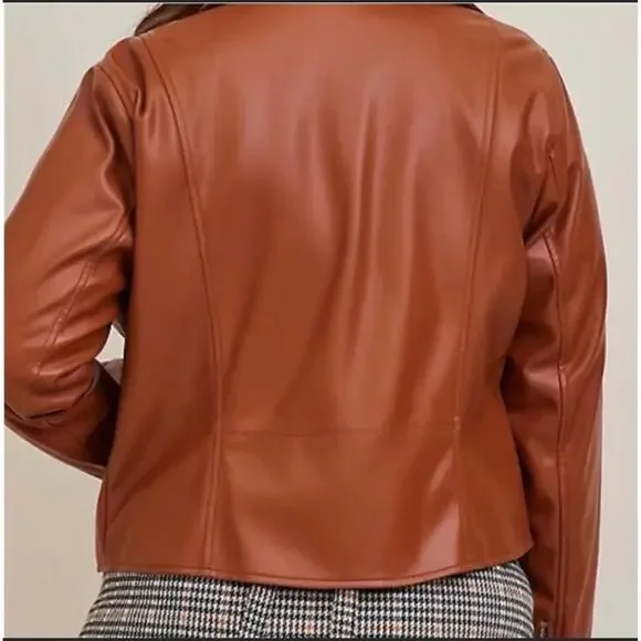 #459 - Torrid Faux Leather Motto Jacket - Picture 3 of 7